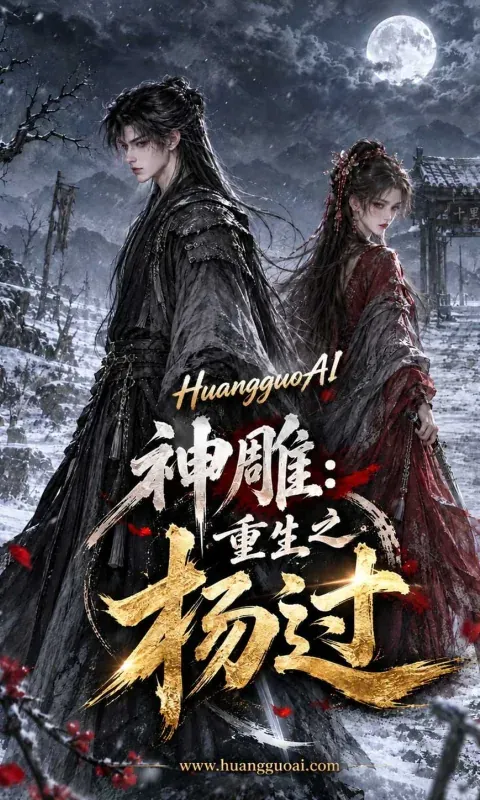 古装魔改短剧海报，男女主角在雪夜中并肩站立